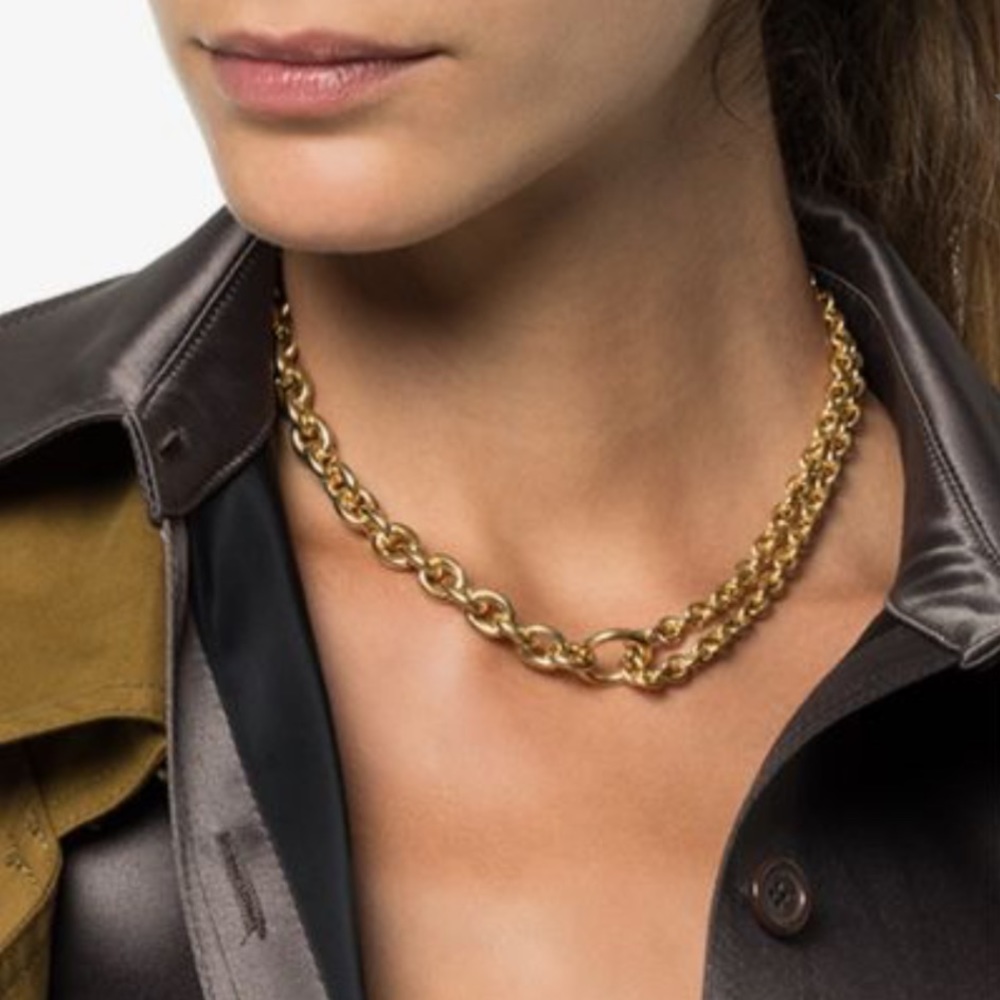 All Blues 24k Gold-Plated Double Mix Chain Necklace Like New gorgeous